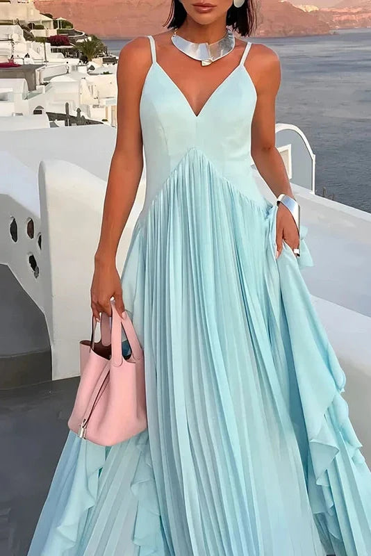 Elegant V-Neck Sleeveless High Waist Maxi Dress