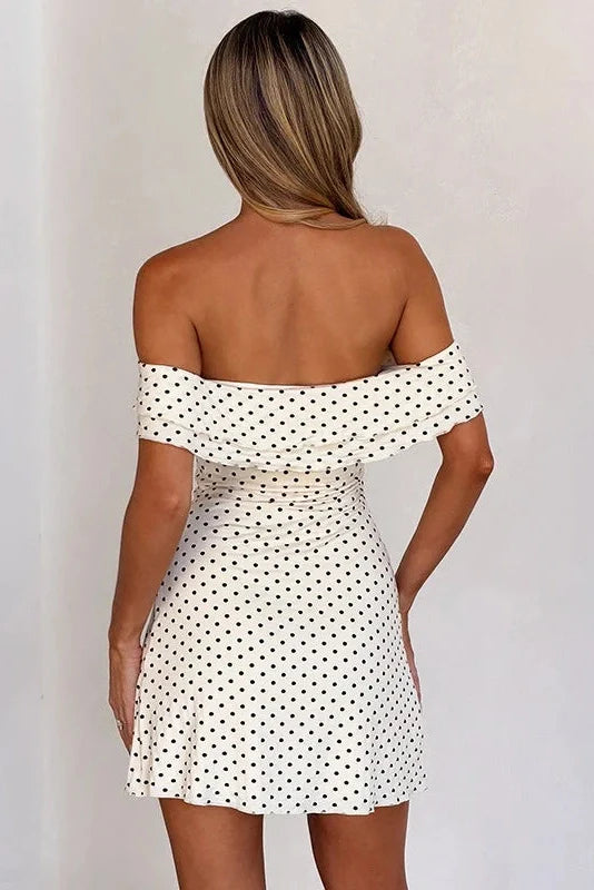 Polka Dot Print Sleeveless Backless Slim Mini Dress
