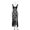 Lace See Through Slit Slim Maxi Dress