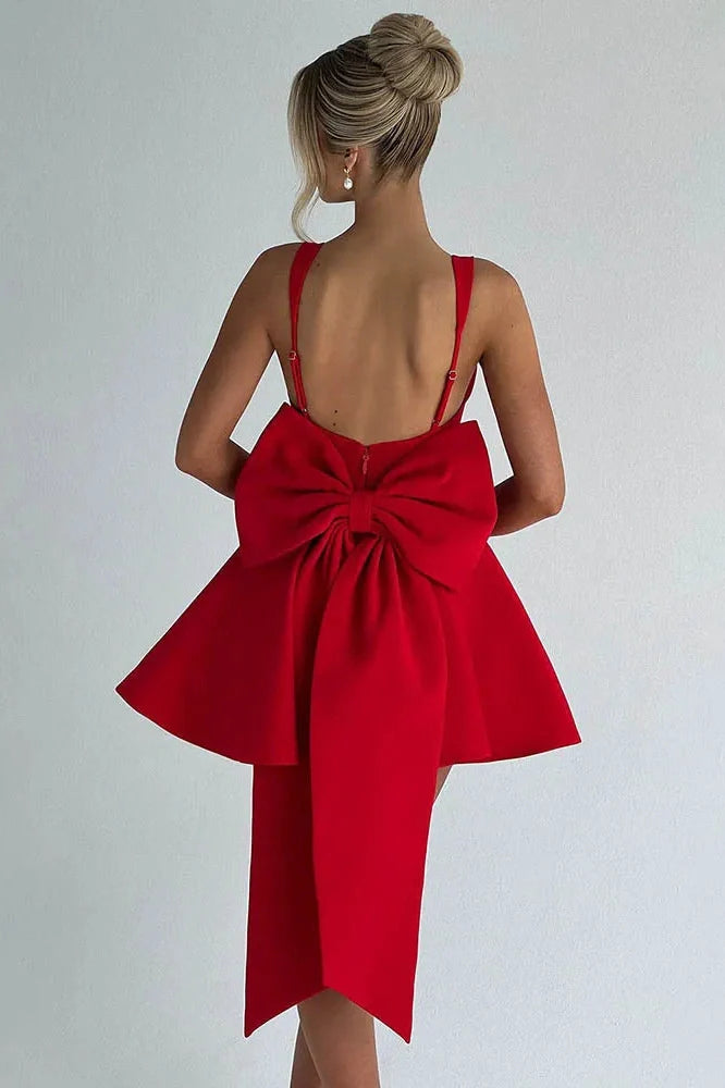 Backless Spaghetti Strap Sleeveless High Waist A-Line Mini Dress