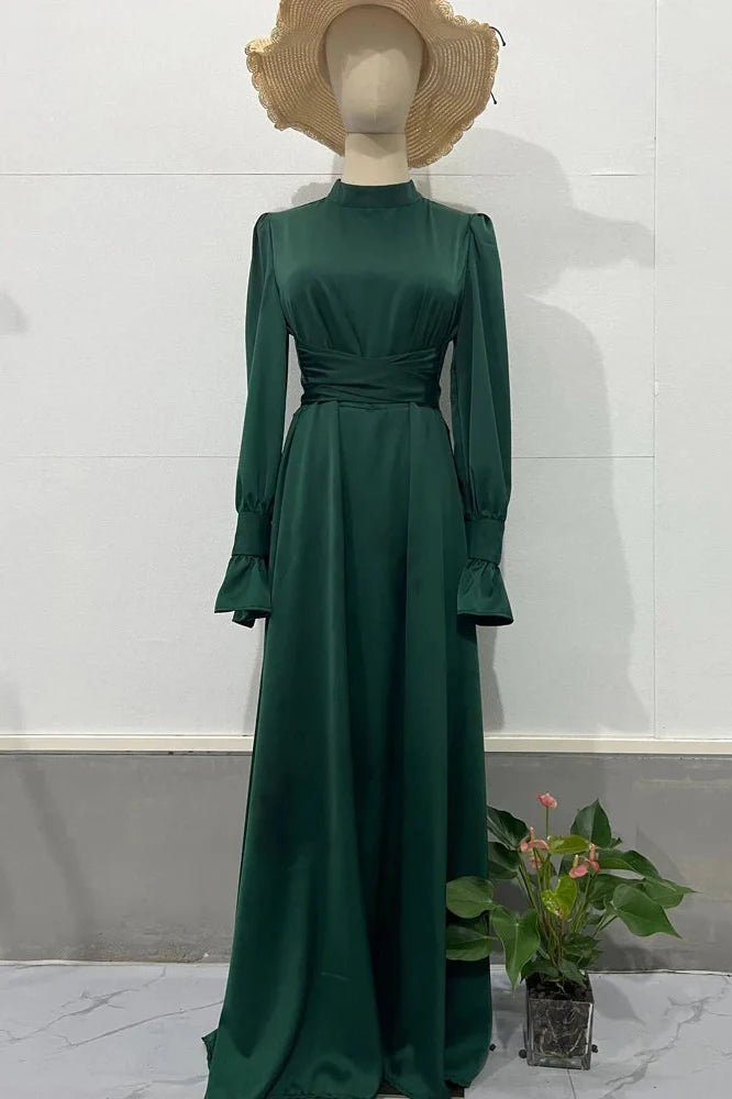 Patchwork Slim Lace-Up Maxi Dress