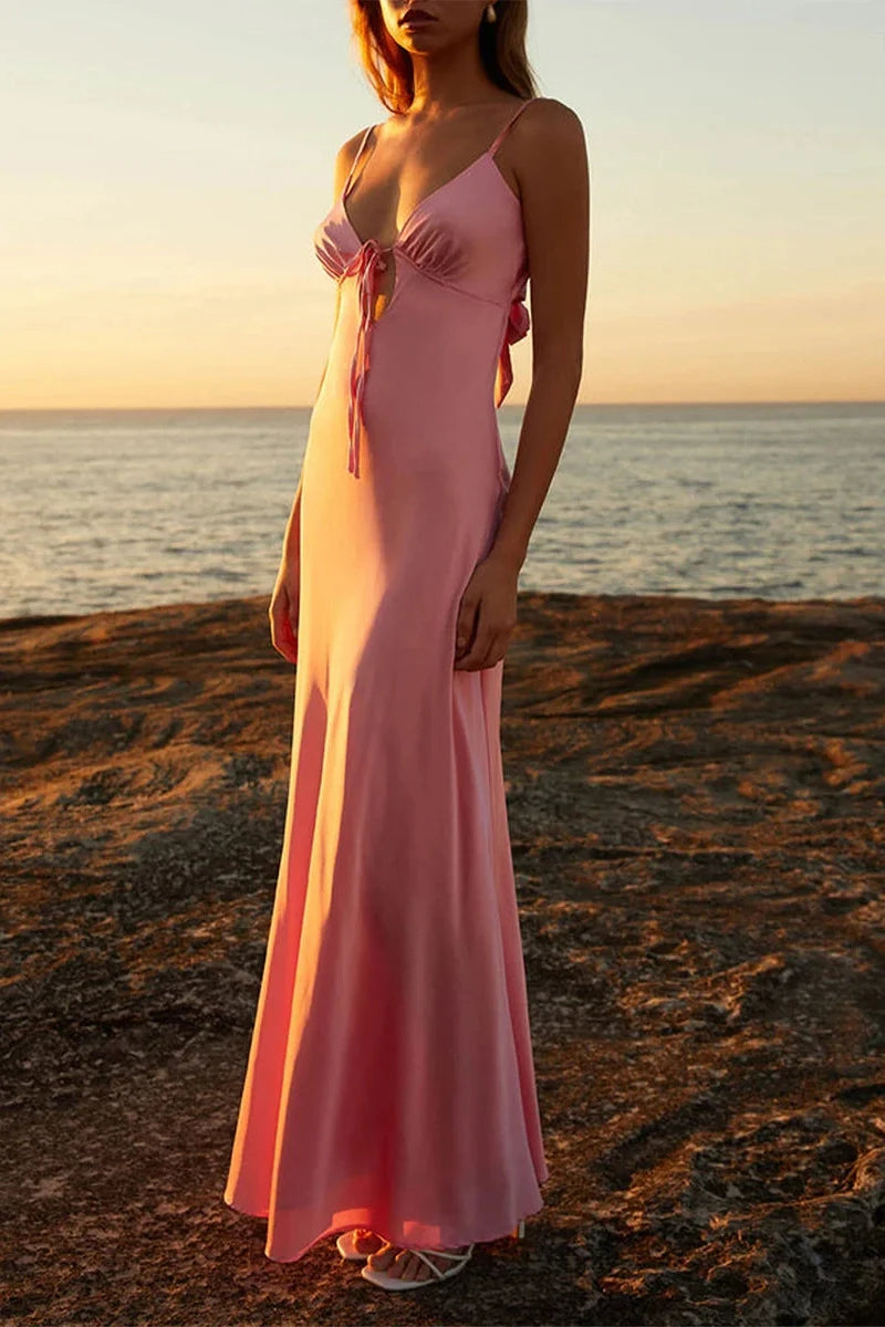Sleeveless Tie-Up Backless Maxi Dress