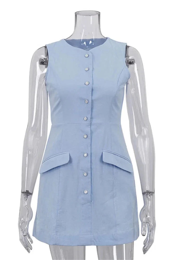 Patchwork Sleeveless Mini Dress