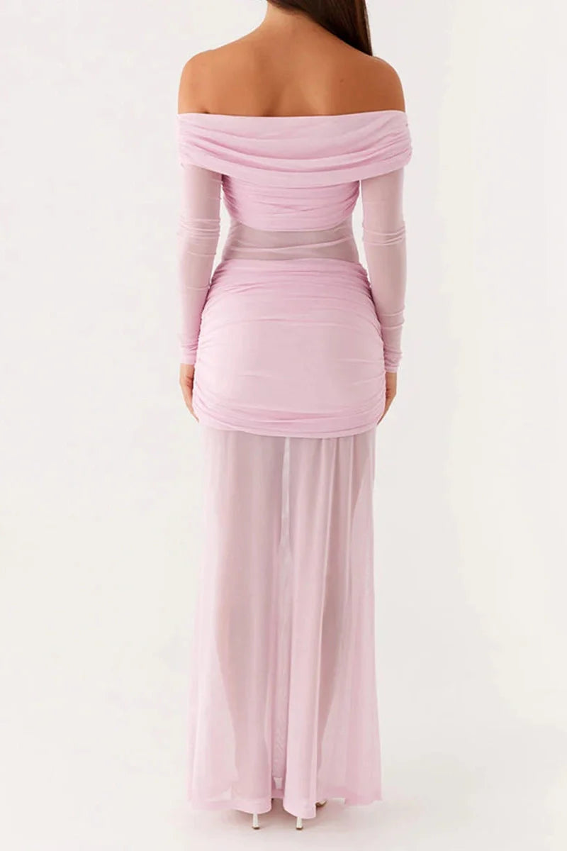 Off-Shoulder Slim Fit Maxi Dress