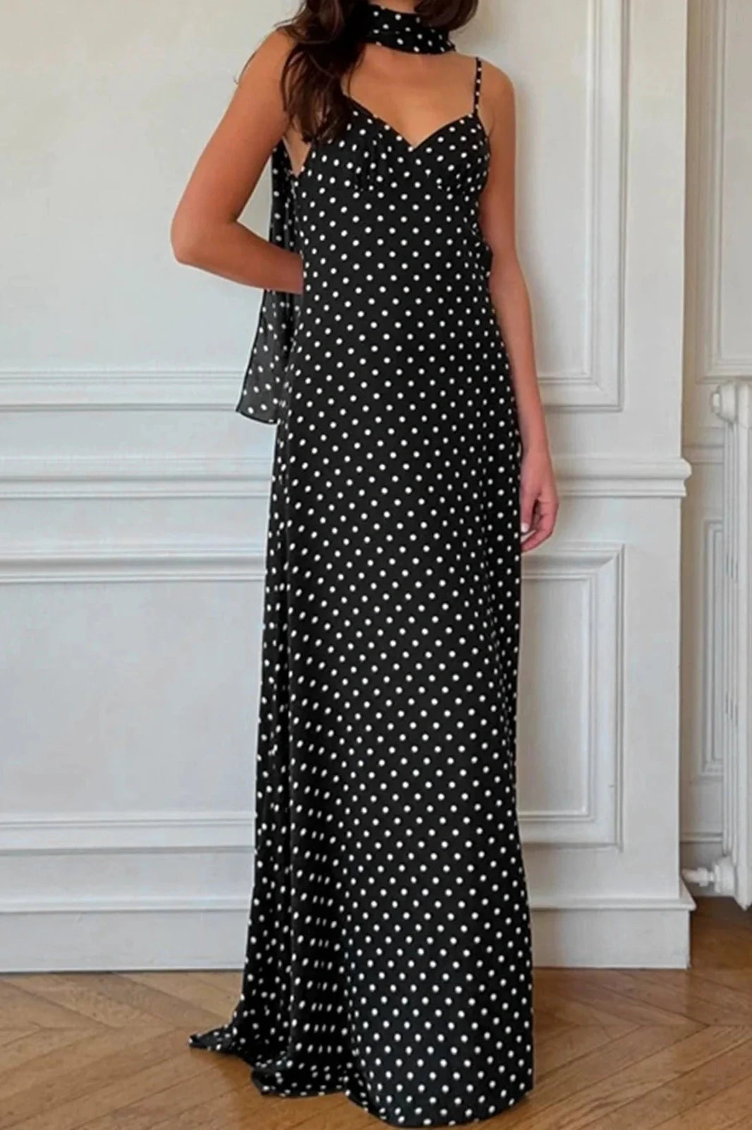 Spaghetti Strap Slim Fit Deep V Neck Maxi Dress