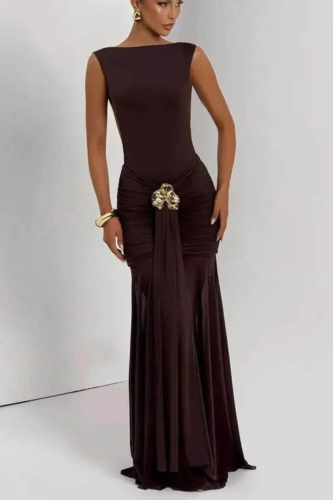 Elegant Backless Sleeveless Bodycon Maxi Dress