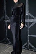 Elegant Slim High Collar Long Sleeve Bodycon Maxi Dress