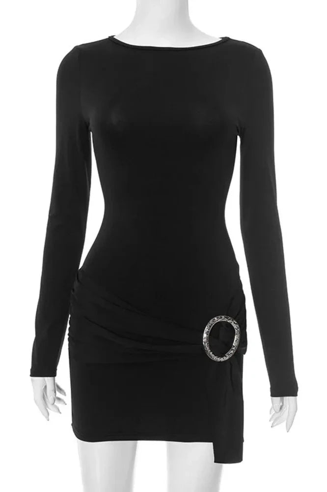 Long Sleeve O Neck Bodycon Mini Dress