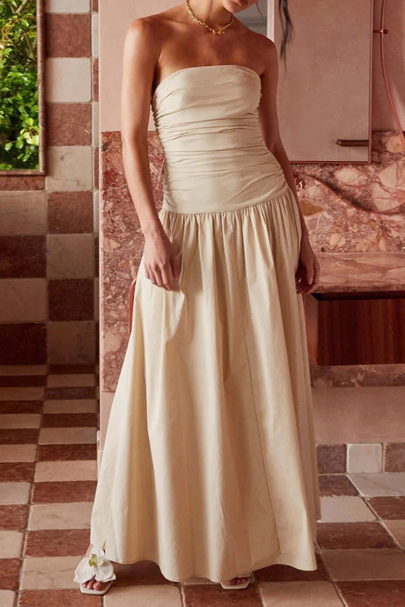 Backless Sleeveless Strapless Maxi Dress