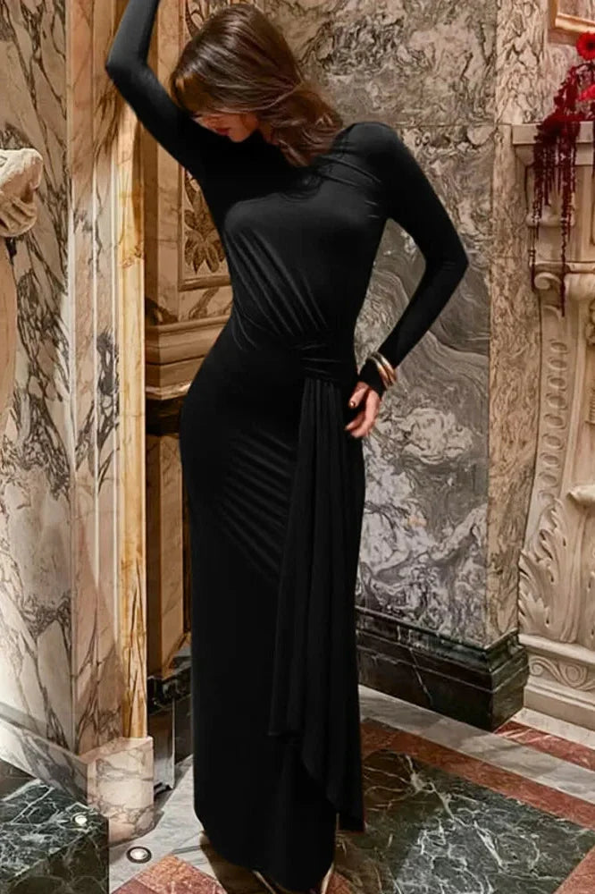 Long Sleeve O Neck Bodycon Maxi Dress