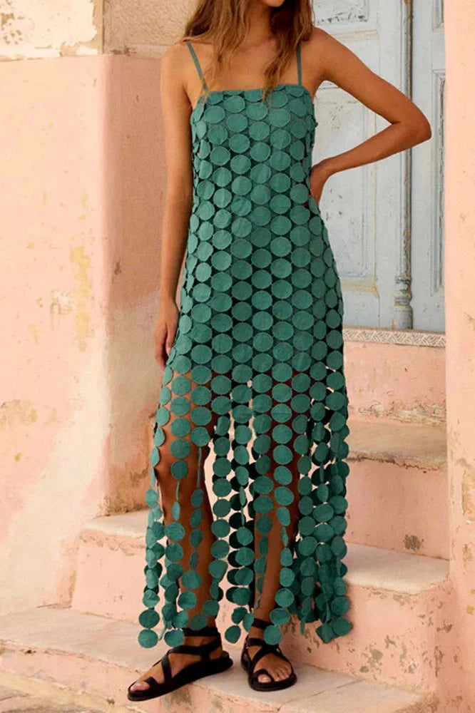 Hollow Out Backless Sleeveless Maxi Dress