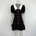 Printed Short Sleeve V Neck High Waist Mini Dress