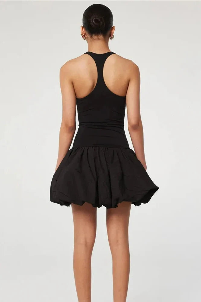 Sleeveless Round Neck High Waist Backless A-line Mini Dress