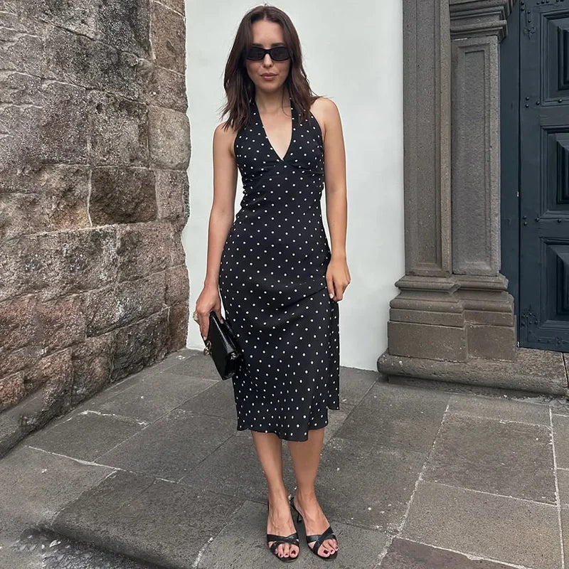 Printed Backless Bodycon Midi Dress