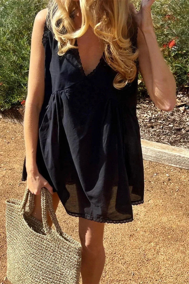 Sleeveless Deep V-Neck Mini Dress