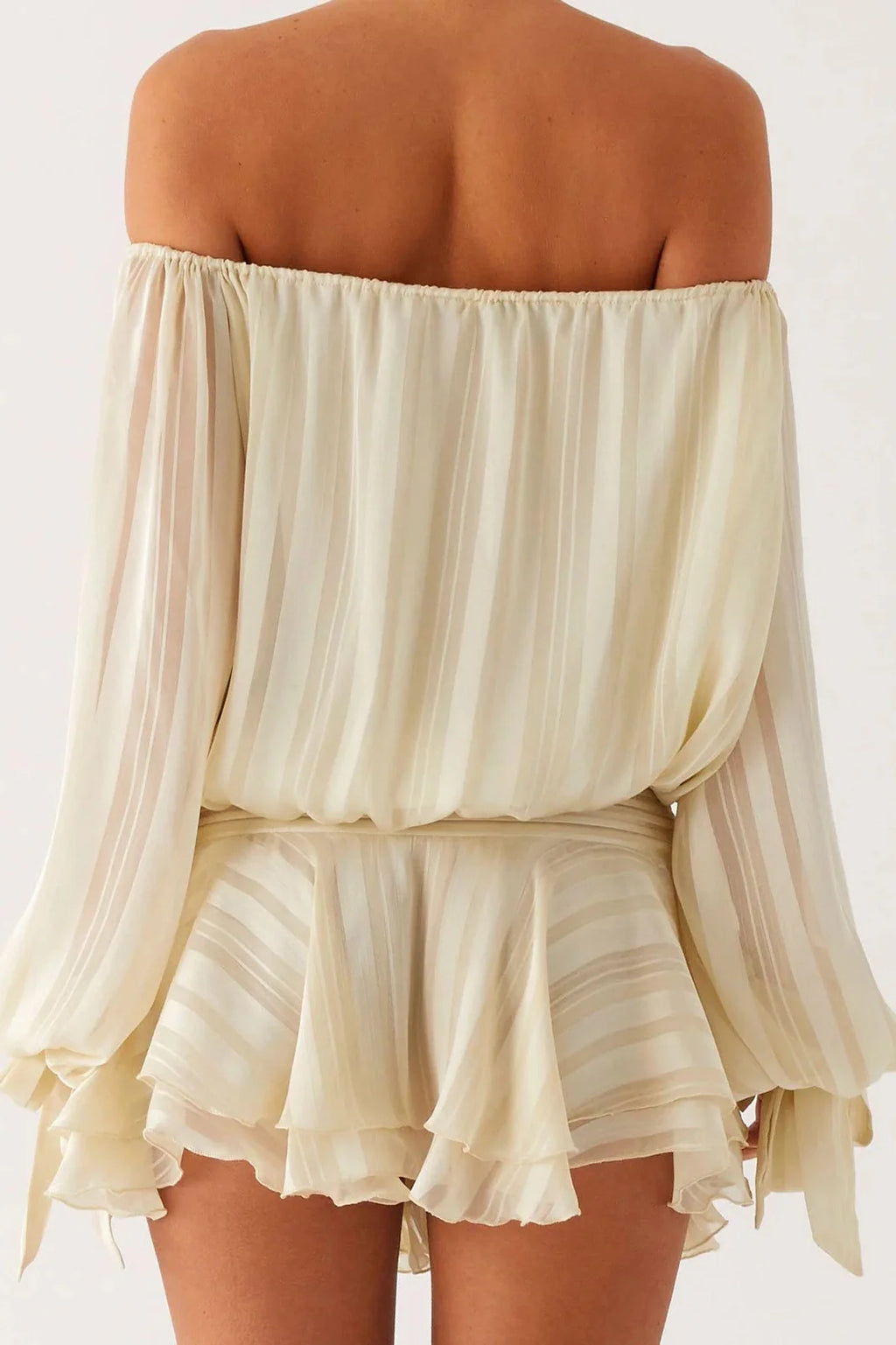 Backless Strapless Long Sleeve Mini Dress