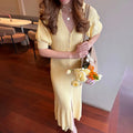 V-Neck Single Breasted High Waist Maxi Dress