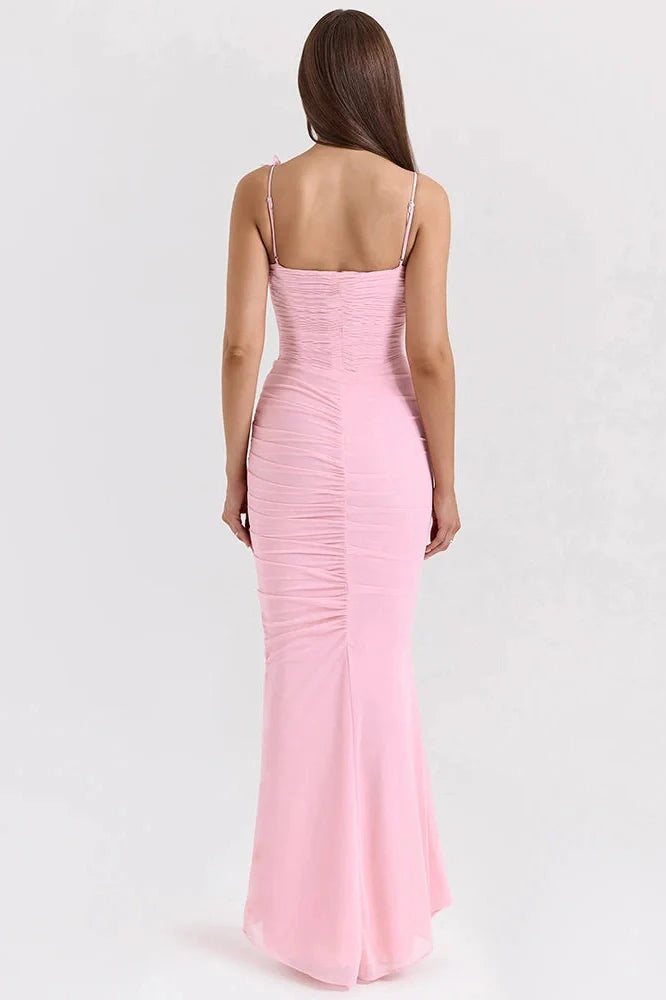 Spaghetti Strap Off-Shoulder Sleeveless Backless Maxi Dress