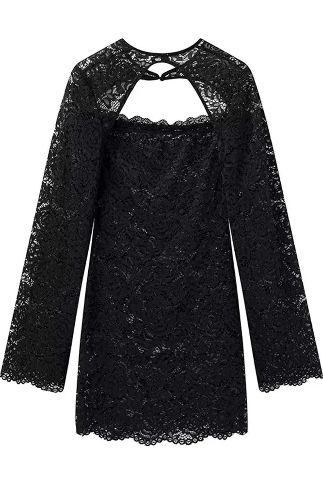 Hollow Out Lace 2 Piece Printed Mini Dress