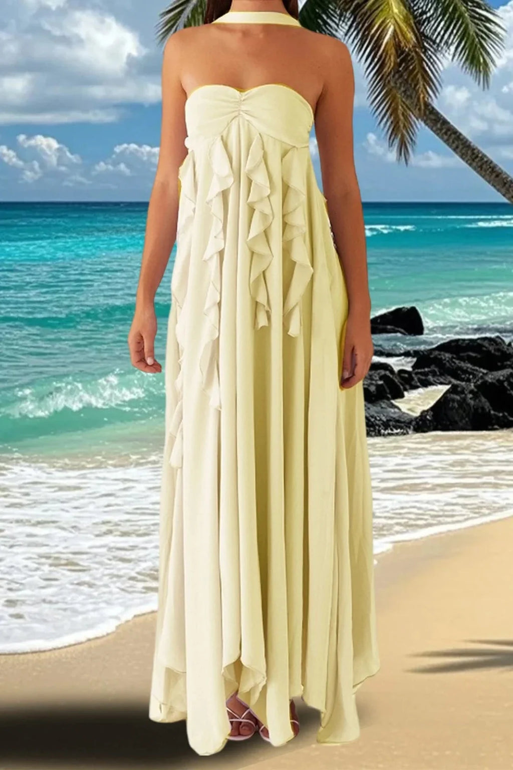 Elegant Sleeveless Backless A-Line Maxi Dress
