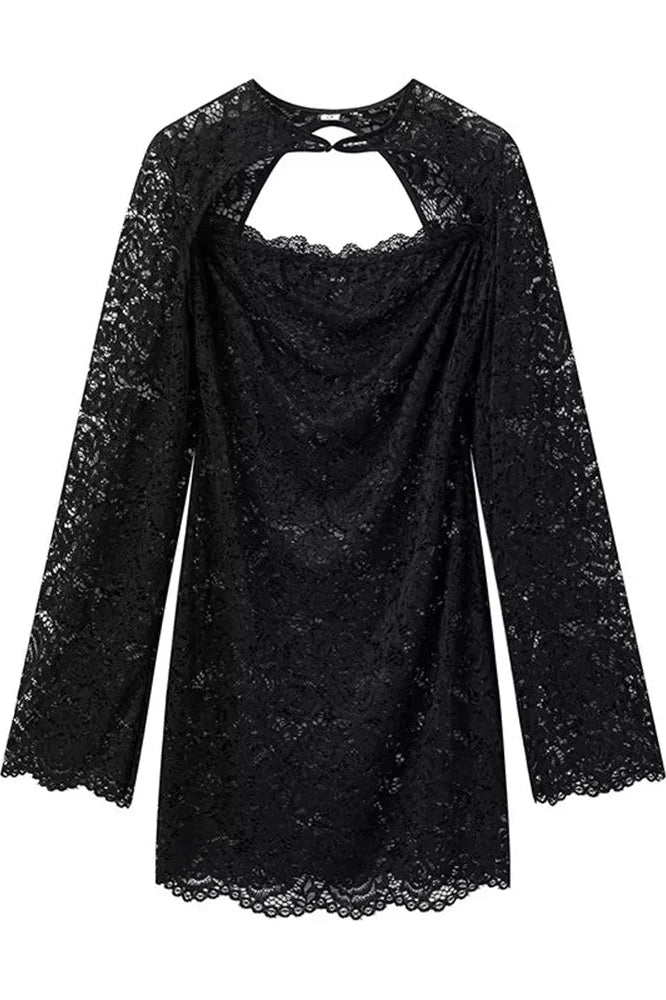 Hollow Out Lace 2 Piece Printed Mini Dress