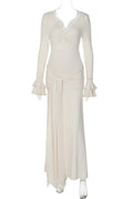 Lace V-Neck Sleeves Patchwork Slim Maxi Dress