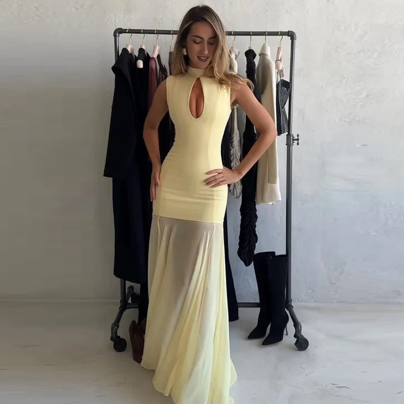 Hollow Out Sleeveless Slim Maxi Dress