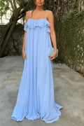 Elegant Hollow Out Sleeveless Spaghetti Strap Maxi Dress