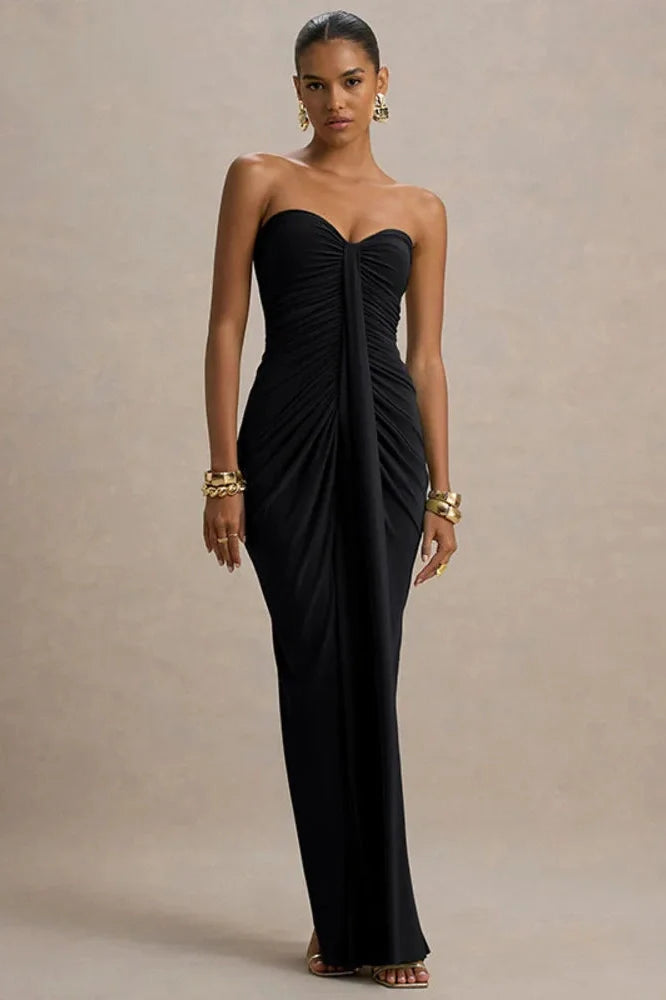 Off-Shoulder Strapless Sleeveless Backless Bodycon Maxi Dress