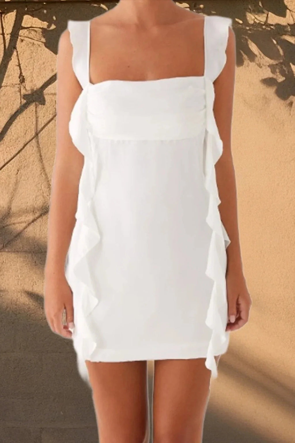 Straps Square Neck Backless Slim Fit Sleeveless Mini Dress