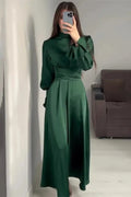 Patchwork Slim Lace-Up Maxi Dress