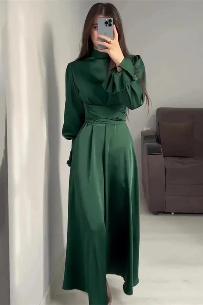 Patchwork Slim Lace-Up Maxi Dress