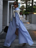 Long Sleeve Loose Single Breasted Slit Maxi Dress