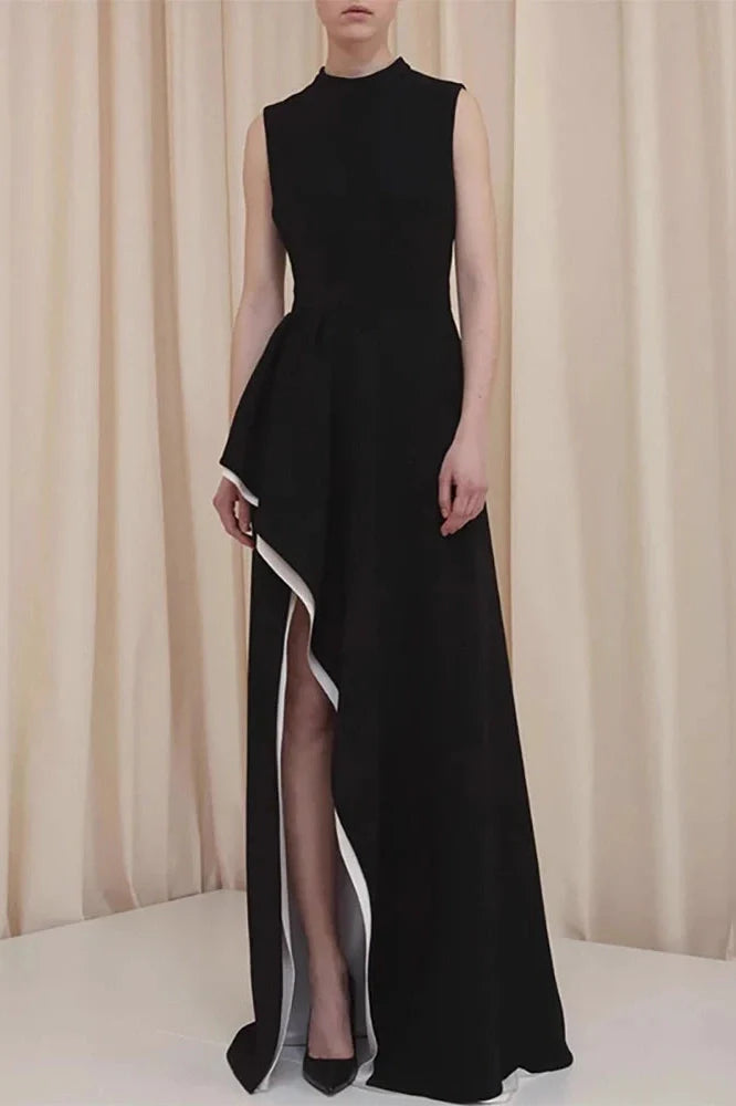 Elegant O-Neck Sleeveless High Split Maxi Dress