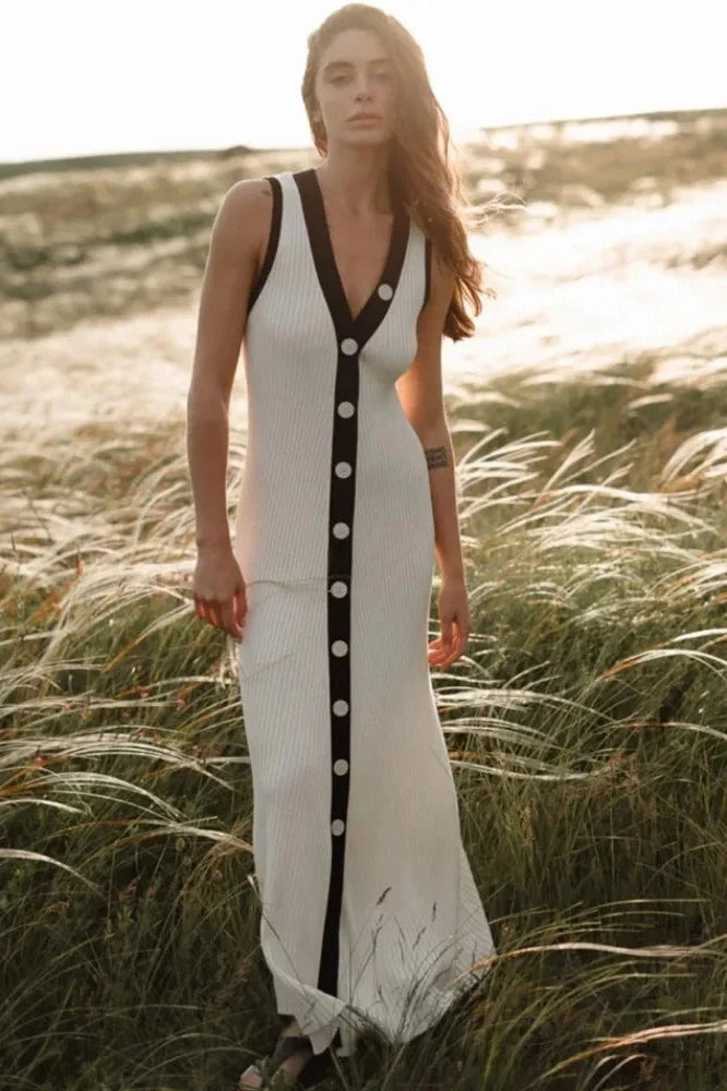 V-Neck Sleeveless Maxi Dress