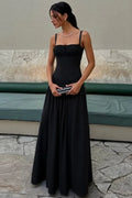 Spaghetti Strap Backless Sleeveless High Waist Pleated Maxi Dress