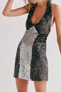 Elegant Sleeveless Backless High Waist Mini Dress