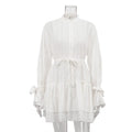Hollow Out Lace-Up Single-Breasted Mini Dress