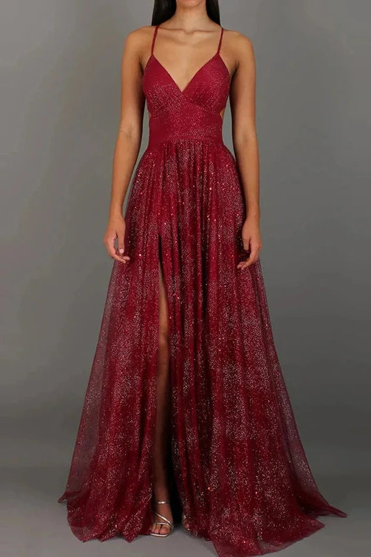Hollow Out Sleeveless V-Neck High Waist Pleated Maxi Dress