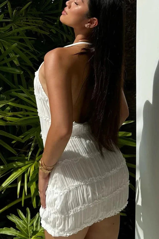 Elegant Backless Lace Up Bodycon Mini Dress