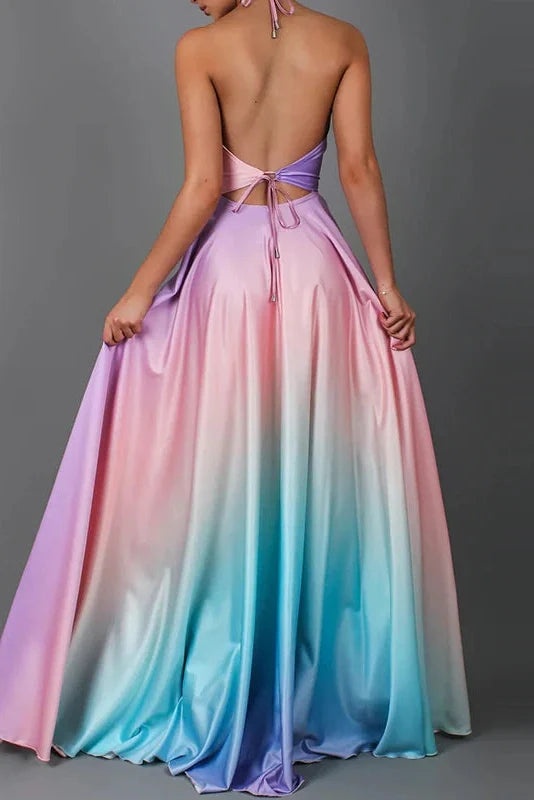 Printed Off Shoulder Sleeveless Pleated Maxi Dress