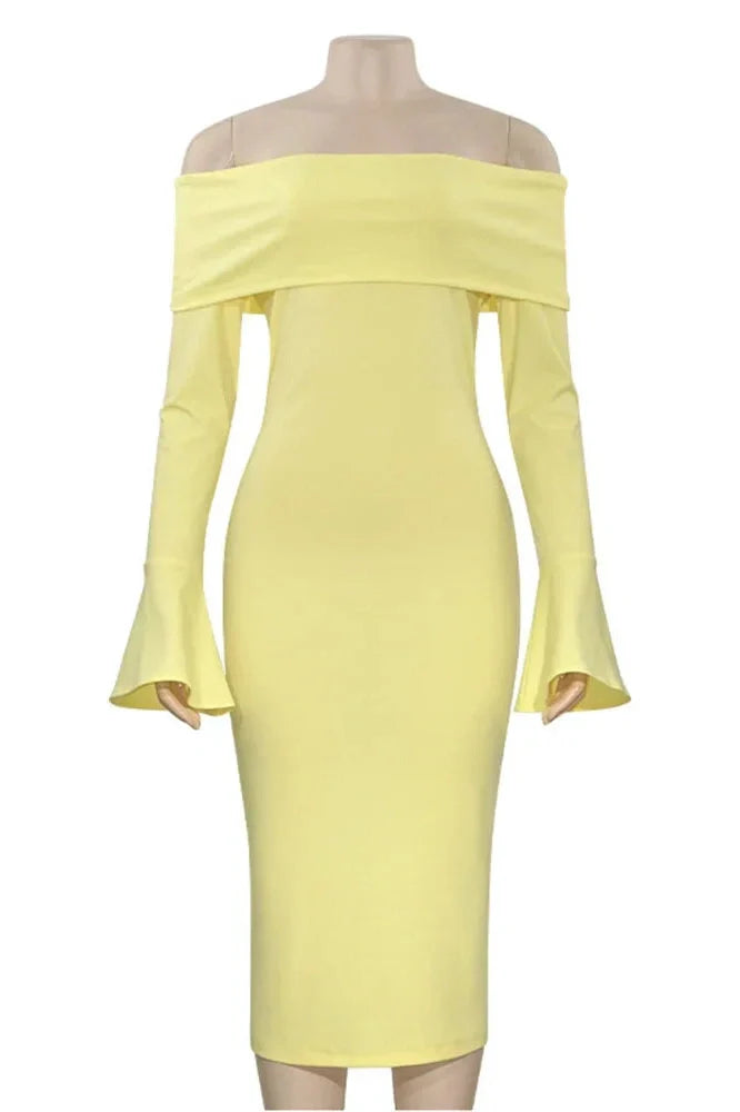 Long Sleeve  Slim High Waist Patchwork Midi Dress