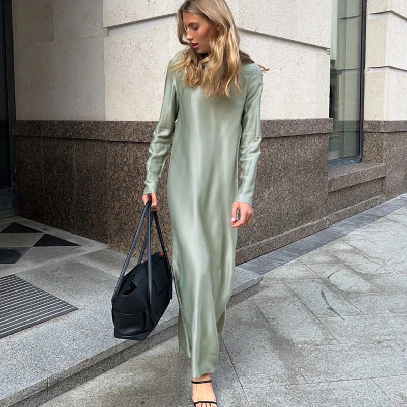 Patchwork High Waist Split Maxi Dress