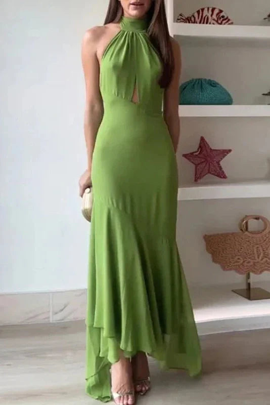 Elegant Hollow Out Sleeveless Slim  Backless Maxi Dress