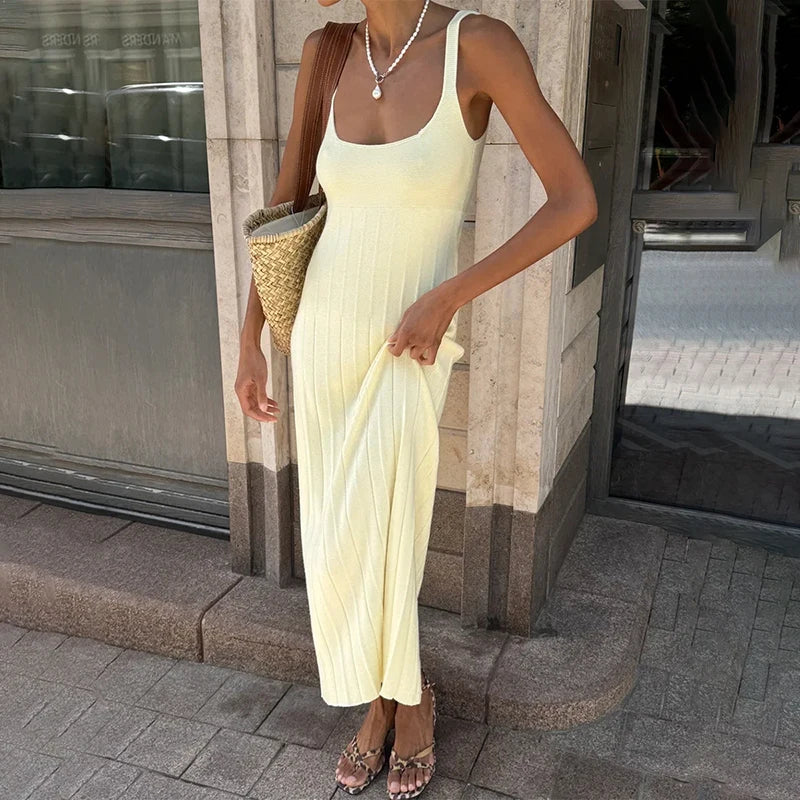 Knitted Sleeveless Slim Maxi Dress
