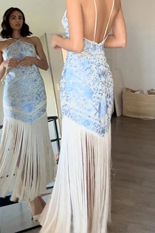 Elegant High Waist Backless Maxi Dress