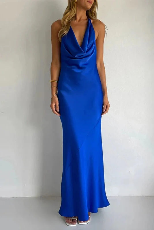 Hollow Out Backless High Waist Slim Maxi Dress