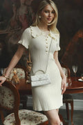 Single Breasted Short Sleeve High Waist Mini Dress