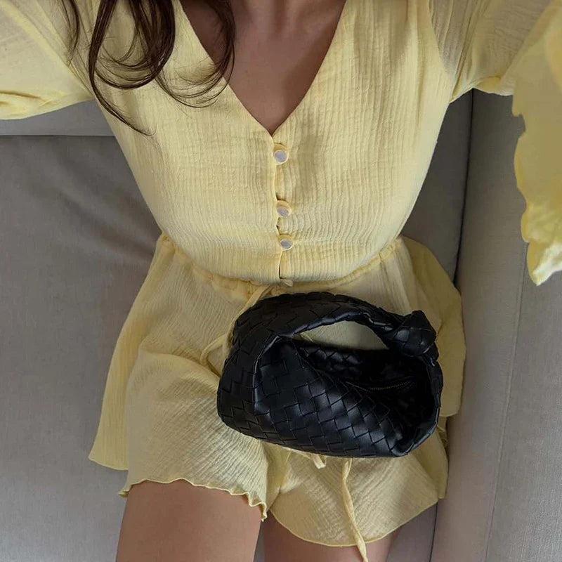 Long Sleeve Lace High Waist V-Neck Loose Mini Dress