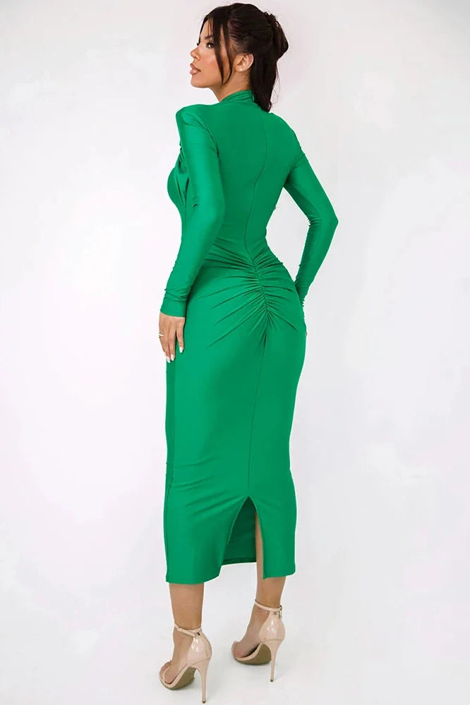 Elegant Hollow Out Long Sleeve Maxi Dress